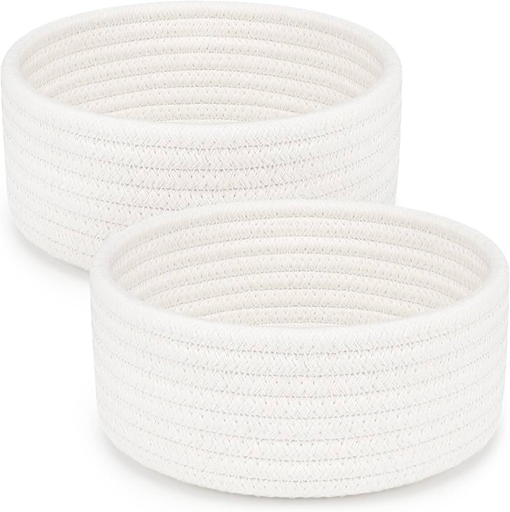 ABenkle 2 Pack Small Baskets, Cotton Rope Woven Basket, Cute Mini Tiny Storage Baskets, Decorativ... | Amazon (US)