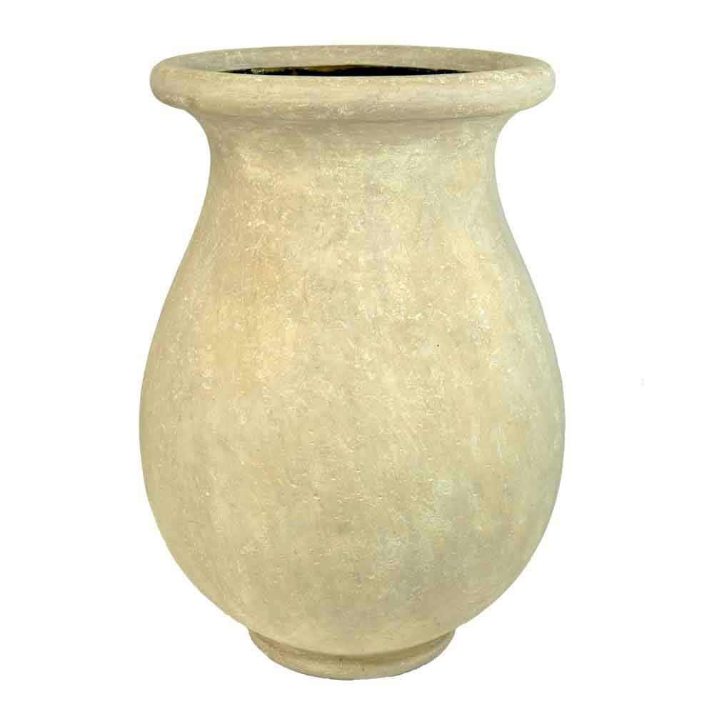 MPG Planters Round 21.5-in W x 21.5-in L x 30-in H Aged Limestone Stone Outdoor Planter | Lowe's