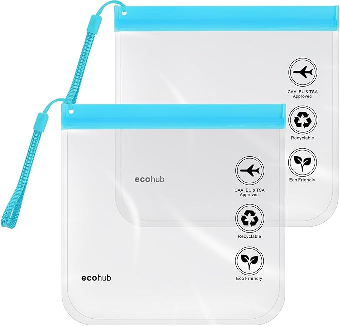 ECOHUB Clear TSA Approved Toiletry Bag 2 Pack 100% 3-1-1 Compliant Quart Size Travel Toiletry Bag... | Amazon (US)