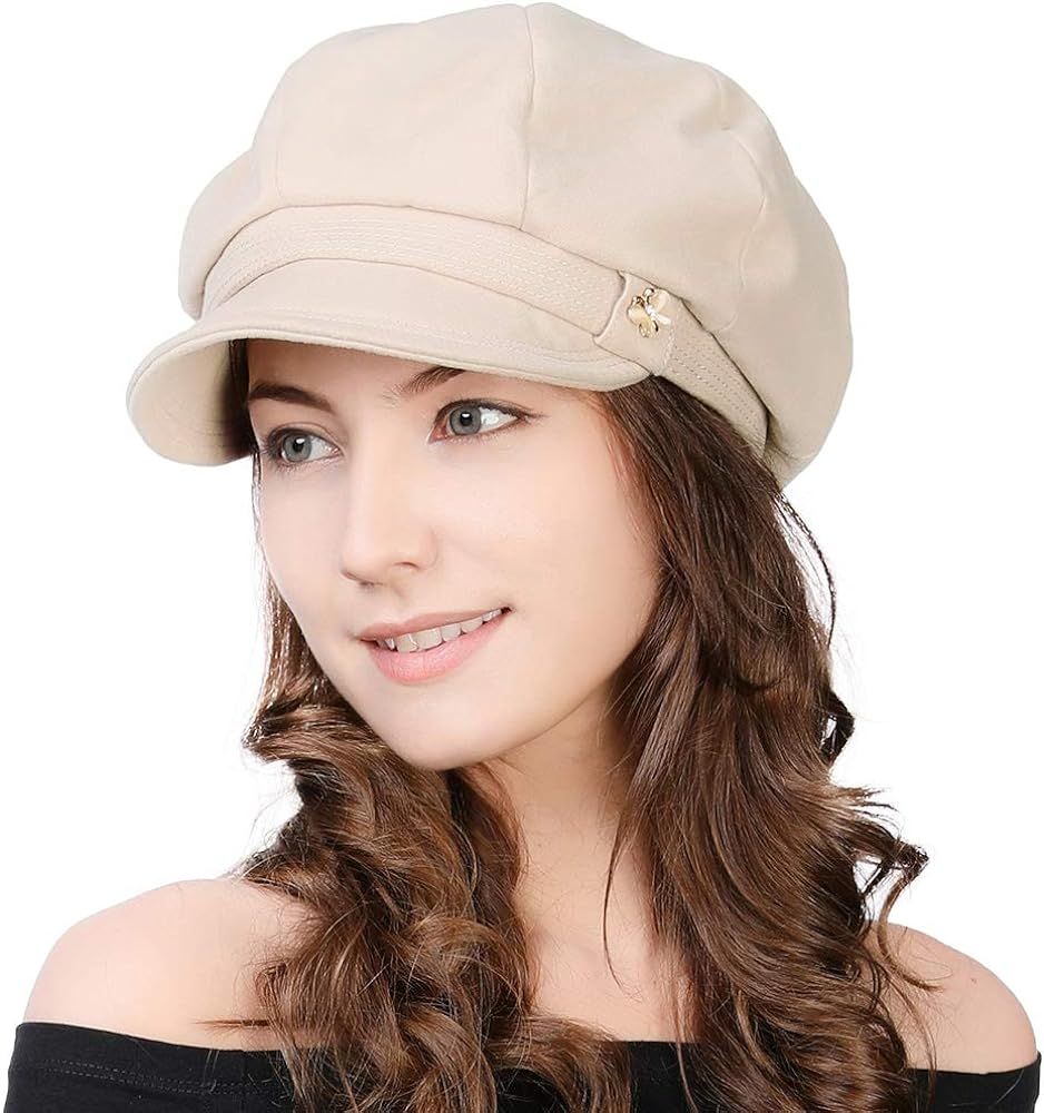 Jeff & Aimy Women's Newsboy Soft Velvet Baker Boy Cap Winter Hats Cabbie Beret Cloche Casual Hat | Amazon (US)