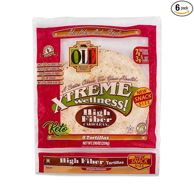 Olé Xtreme Wellness® High Fiber | 5.5" Flour Tortillas | Low Carb | Keto Friendly | 7.9 oz.| 8 ... | Amazon (US)