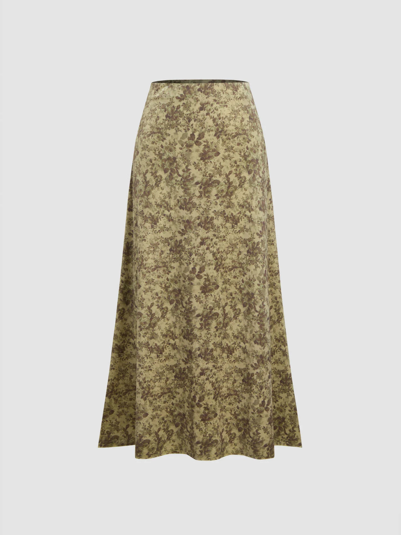 Velvet Mid Rise Floral Maxi Skirt | Cider
