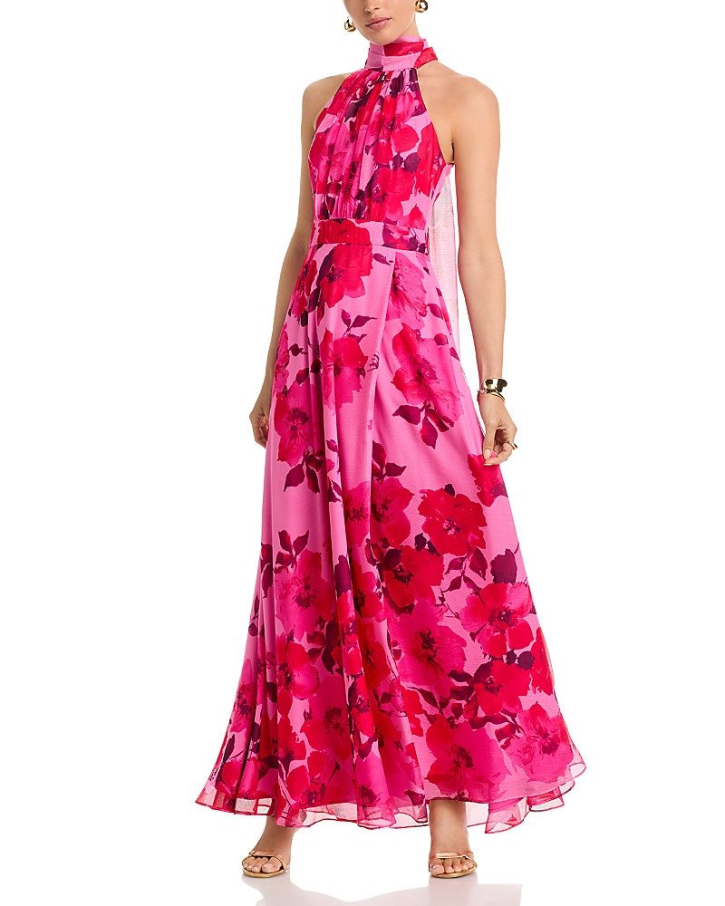 Aqua Floral Halter Neck Maxi Dress - Exclusive | Bloomingdale's (US)