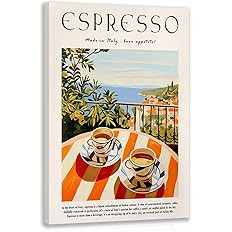 GELDSTEI Coffee Wall Art, Vintage Espresso Wrapped Canvas Print, Italian Coffee Poster Print, Caf... | Amazon (US)