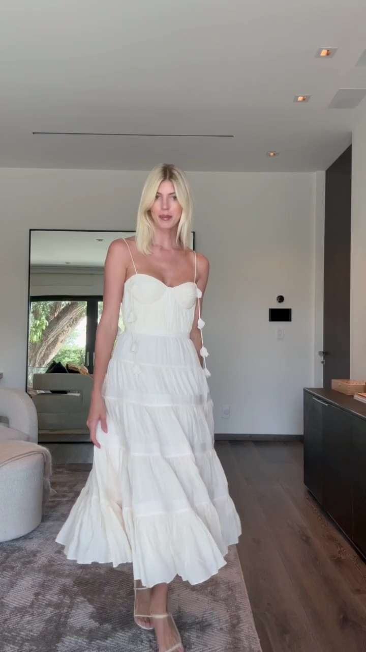 This is THE most perfect summer dress! I love the floral detailing and fit of this. 🤍 

 #LTKStyleTip #LTKShoeCrush #LTKItBag