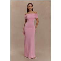 Imogen Off Shoulder Slinky Maxi Dress / Candy Pink | MESHKI | XS | MESHKI US