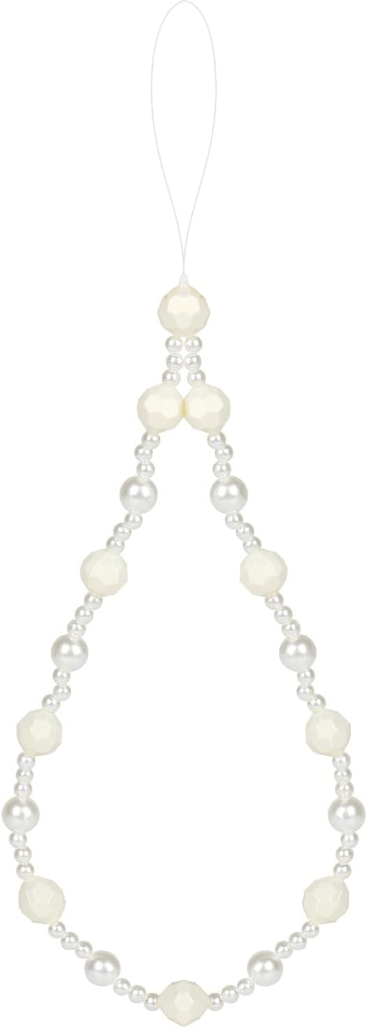 LUVI Beaded Phone Charm Lanyard Wrist Strap Beads Chain String Pearl Bracelet Keychain Handmade C... | Amazon (US)