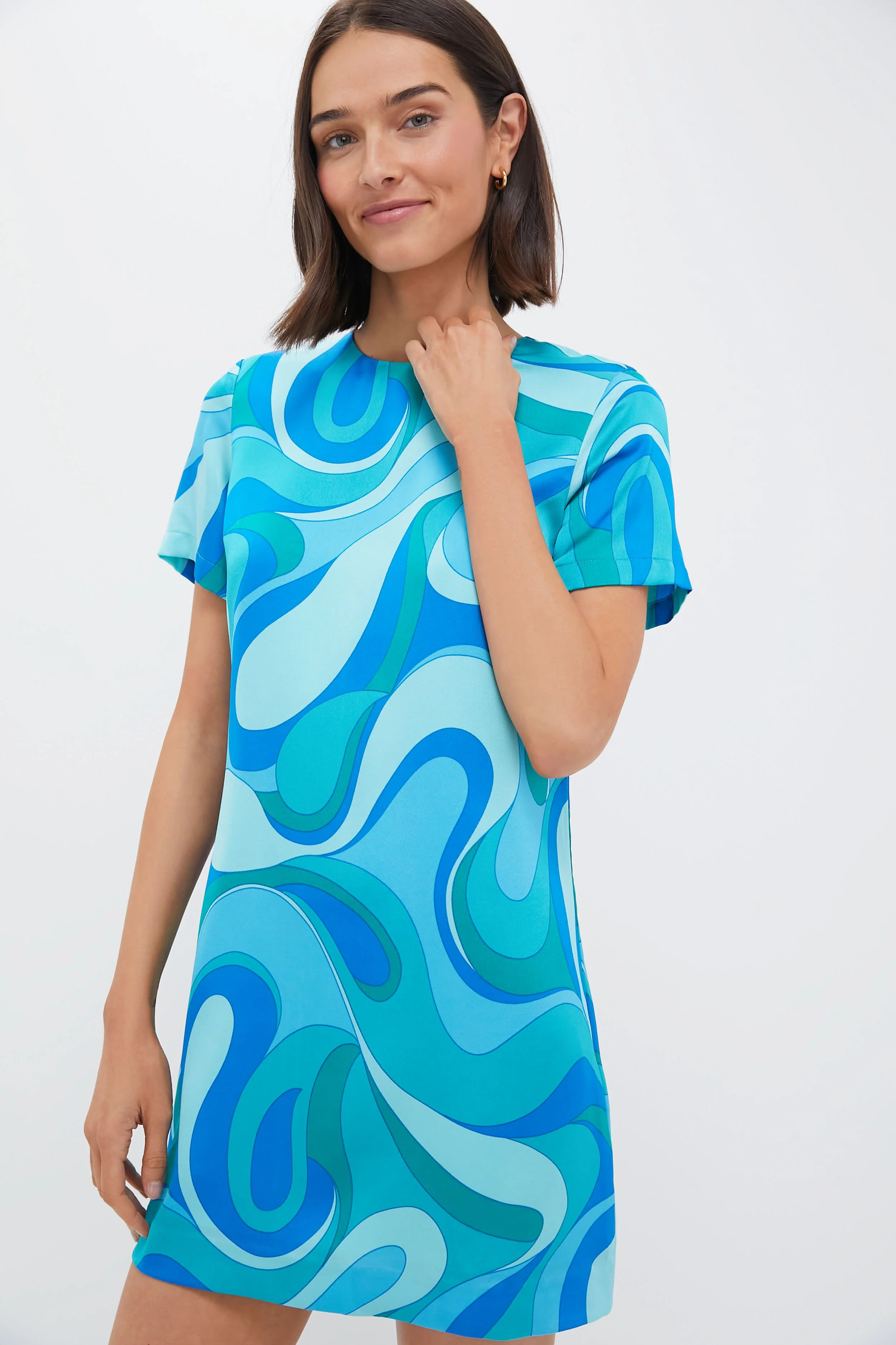 Blue Retro Geo Duffy Mini Dress | Tuckernuck (US)