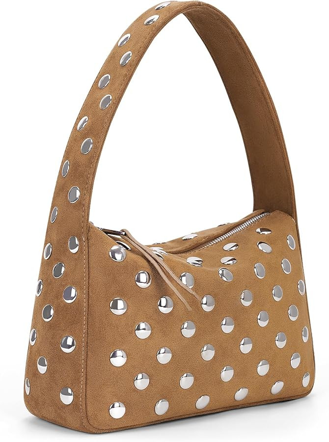 YFGBCX Studded Purses Black Shoulder Bag Y2K Purse for Women Handbag Soft Leather Fall Purse | Amazon (US)