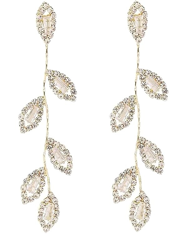 Dangling Earrings for Women Bridal Earrings for Wedding Rhinestone Wedding Prom Anniversary Delic... | Amazon (US)