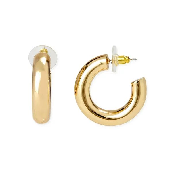 Scoop Womens Women's 14KT Gold Flash-Plated Hoop Earrings - Walmart.com | Walmart (US)