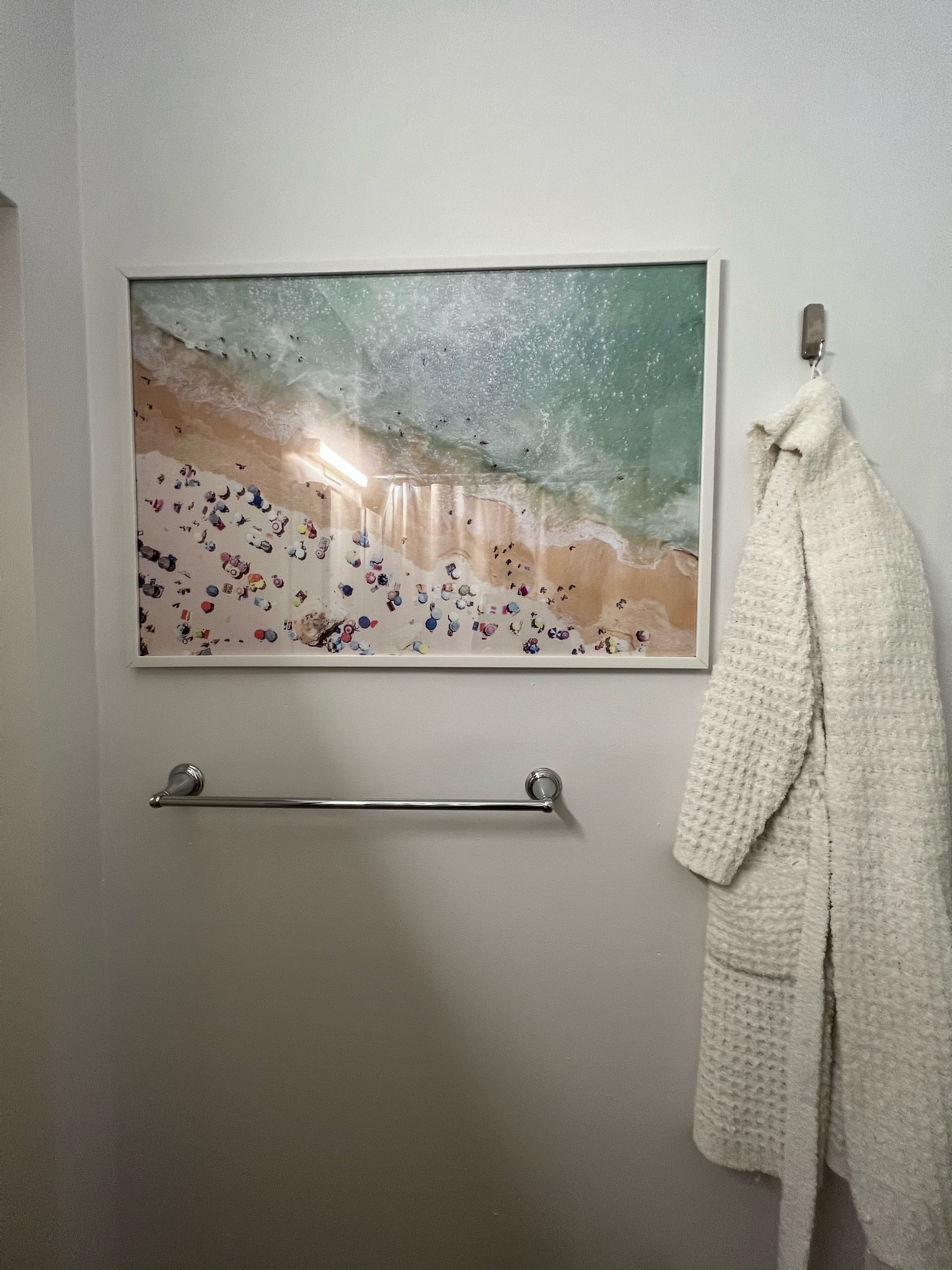 bathroom wall art + robe
