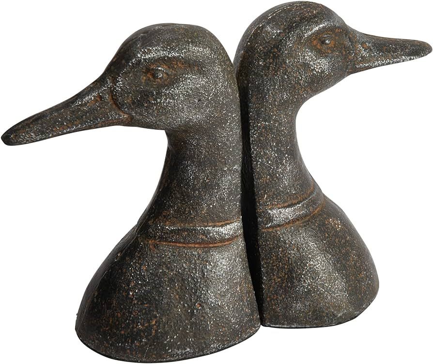 Creative Co-Op Decorative Distressed Cast Metal Duck Head Bookends, Black, Set of 2 | Amazon (US)