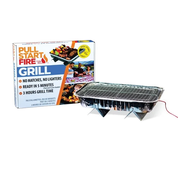 Pull Start Fire Single Use Portable Charcoal Grill, Matchless Ignition, Ready in 5 Min, 3 Hour Bu... | Walmart (US)
