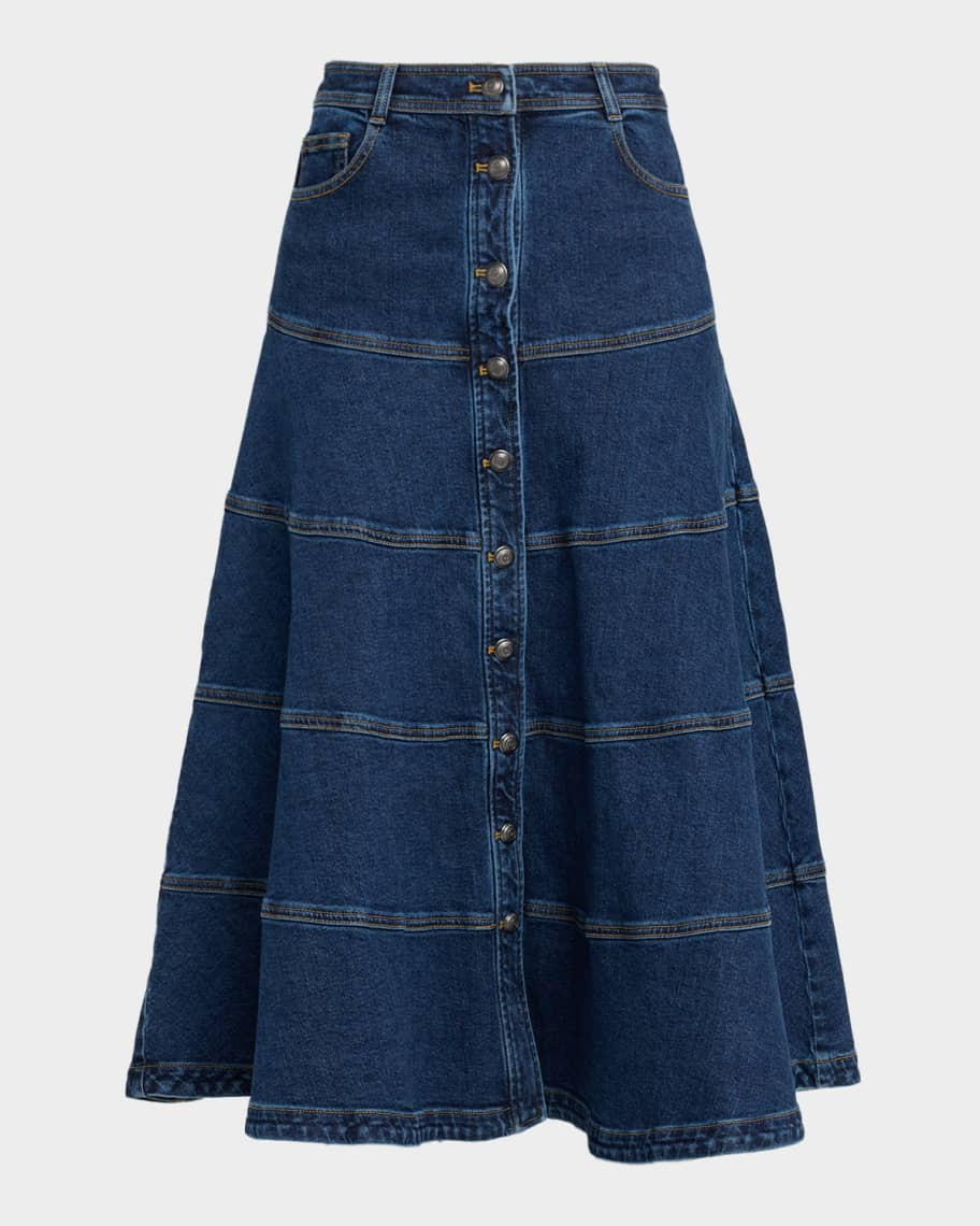 Cinq a Sept Wilhelmina Denim Midi Skirt | Neiman Marcus