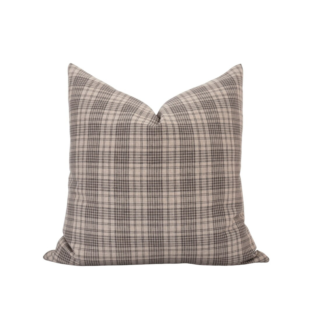 MADDOX Brown Plaid Pillow Cover Brown Checkered Pillow Moody Plaid Pillow Fall Pillow Cover Neutr... | Etsy (US)