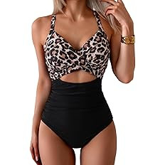 Eomenie Women's One Piece Swimsuits Tummy Control Cutout High Waisted Bathing Suit Wrap Tie Back ... | Amazon (US)