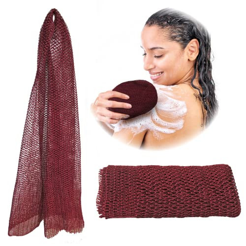 Adeton African Net Sponge, Authentic, Real, Black Owned, Exfoliating Bath Wash Cloth, Net Sponge, Body Exfoliator, Sapo, Shower Bath Accessories, Back Foot Scalp Scrub, Dead Skin Remover (Burgundy) | Amazon (US)