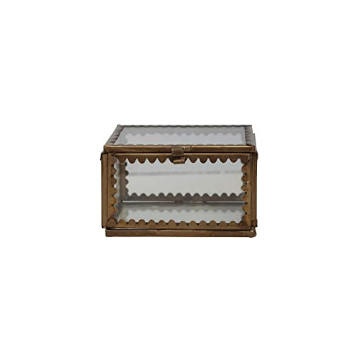 Creative Co-Op Brass and Glass Display Box with Scalloped Edges, Antique Finish | Amazon (US)