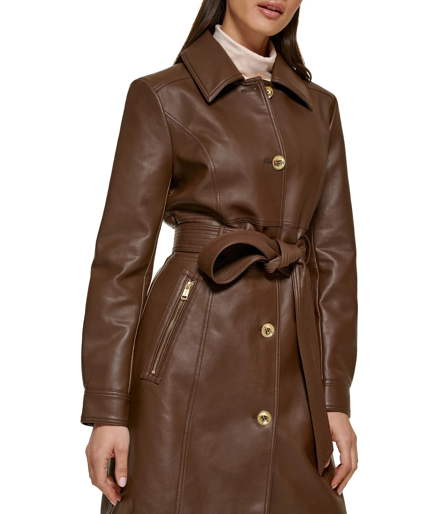 Faux Leather Belted Trench | Wilsons Leather
