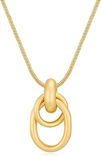 Gold Knot Pendant Necklace for Women Statement Gold Necklace 14K Gold Plated Knot Choker Trendy J... | Amazon (US)