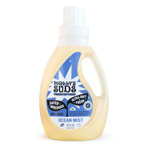 Molly’s Suds Fabric Softener Liquid for Sensitive Skin | Vinegar-Powered, Infused with Essential Oils | Fights Static, Reduces Wrinkles, Deodorizes | Ocean Mist, 50 Loads | Amazon (US)