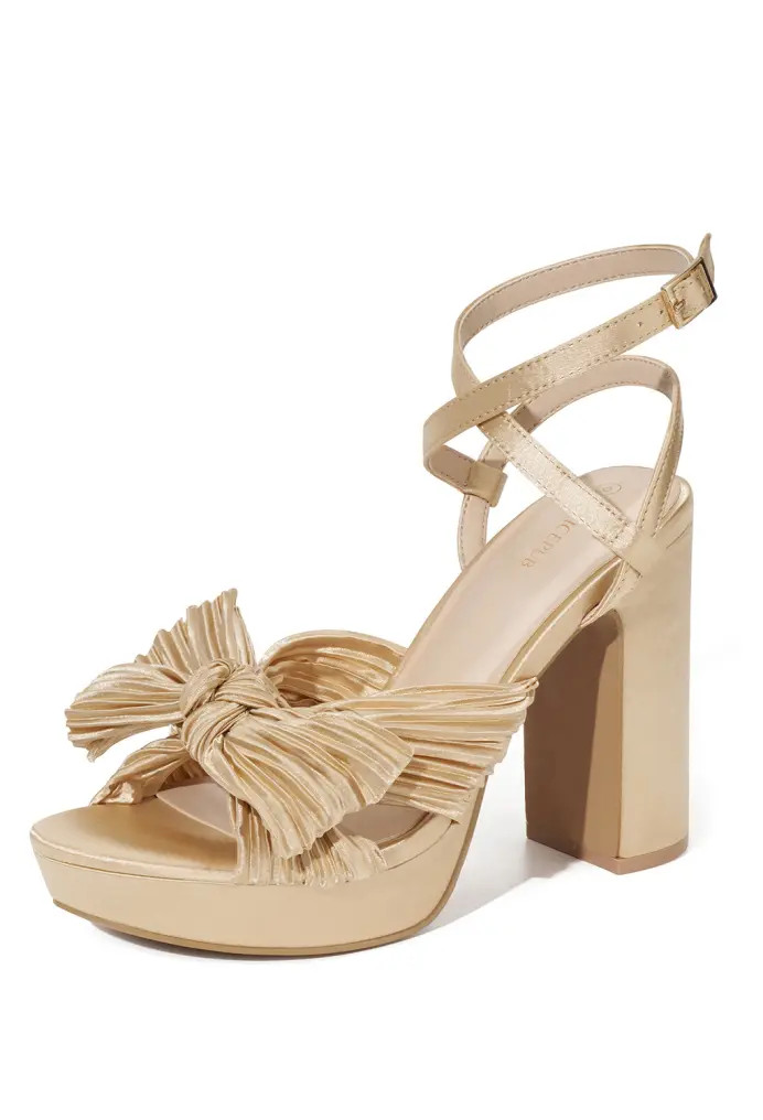 Women's Pleated Bow Heels, Wedding Shoes | AW Bridal | AW Bridal