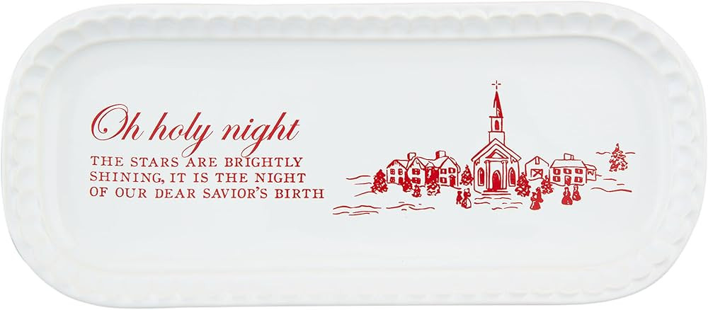 Mud Pie Oh Holy Toile Everything Plate Platters & Trays, 4" x 9", WHITE | Amazon (US)