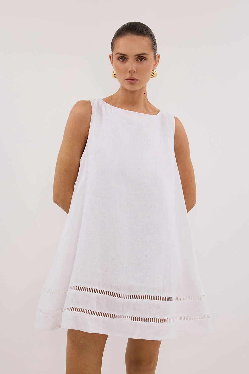 LINDSAY WHITE LINEN MINI DRESS | DISSH