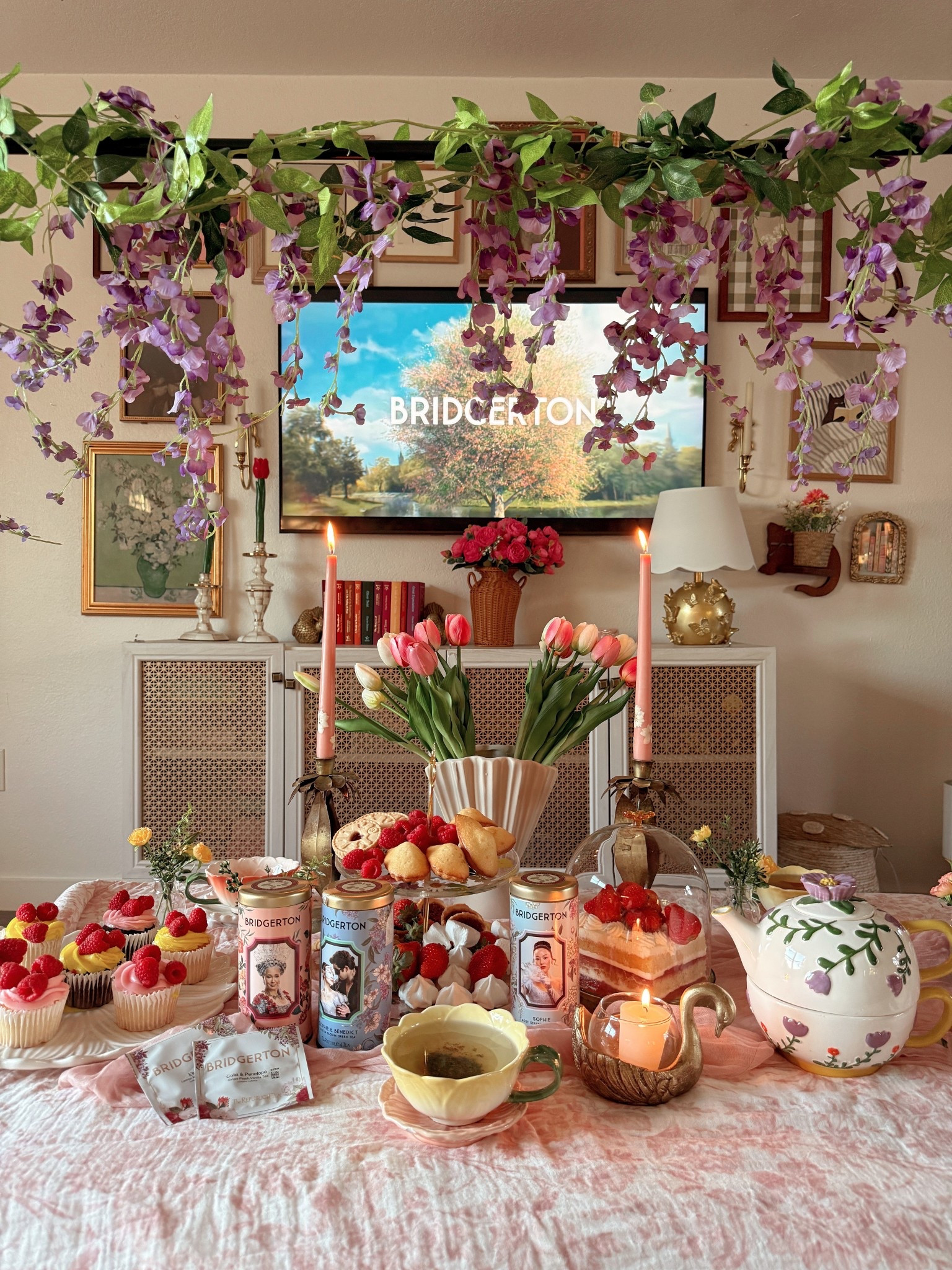 Bridgerton season 4 is almost here and this is your sign to have a tea-themed watch party 🌸🫖 I found all of our treats, decor and tea from @WorldMarket and I love how the spread turned out! They even have The Republic of Tea Bridgerton collection, perfect for completing your tea party. Who else is getting so excited for season 4?! Shop World Market for all your watch party goodies 🐝💛 #WorldMarketPartner#WorldMarketFinds