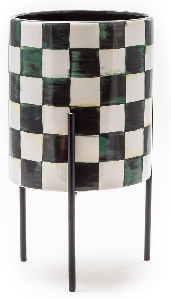 MACKENZIE-CHILDS Courtly Check Tabletop Ceramic Planter with Stand, Decorative Pot for Indoor Pla... | Amazon (US)