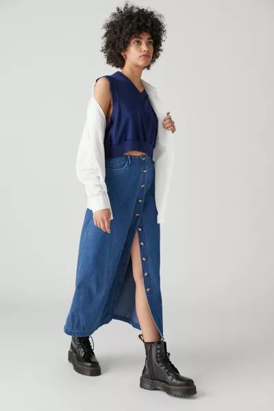 Urban Renewal Vintage Button Front Denim Maxi Skirt | Urban Outfitters (US and RoW)