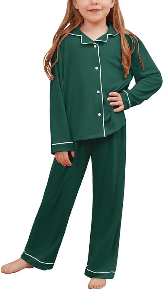 CHILDRENSTAR Girls Boys Pajamas Sets Long Sleeve Button Down 2 Pieces Nightwear Shirt Kids Lounge... | Amazon (US)