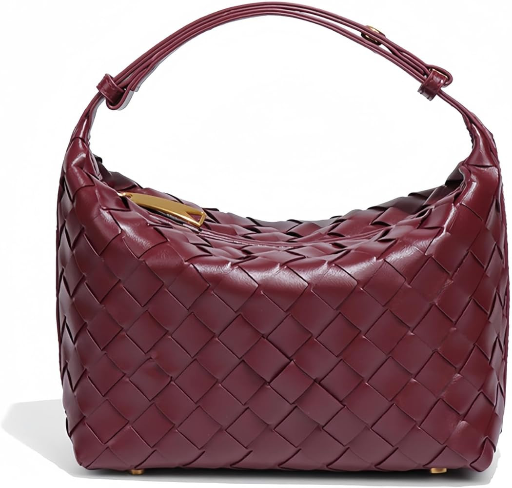 Women's Handmade Woven Bag,Leather Hobo Handbags,Casual Leather Shoulder Handbag Fashion Crossbod... | Amazon (US)