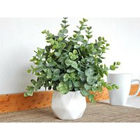 Faux Potted Eucalyptus, Small Farmhouse Plant, Indoor Summer Greenery, White Decor | Etsy (US)