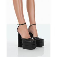 Moonchild Black Pu Closed Toe Statement Platform Block Heels | Public Desire (US & CA)