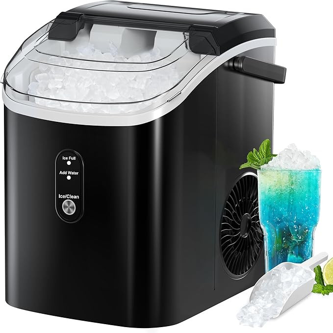 FREE VILLAGE Nugget Countertop Ice Maker, Pebble Portable Ice Machine with Soft Chewable Ice, 34l... | Amazon (US)