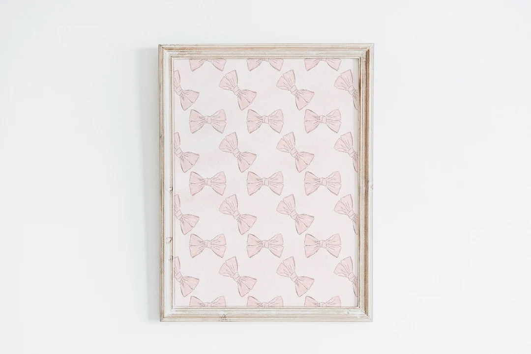 Baby Girl Nursery Decor | Nursery Wall Art | Nursery Decor | Blush Pink Wall Art | Bows Print | N... | Etsy (US)