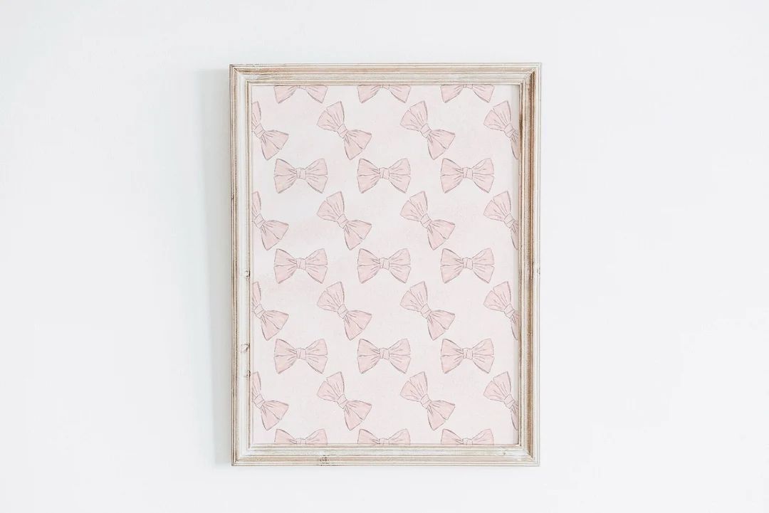 Baby Girl Nursery Decor | Nursery Wall Art | Nursery Decor | Blush Pink Wall Art | Bows Print | N... | Etsy (US)