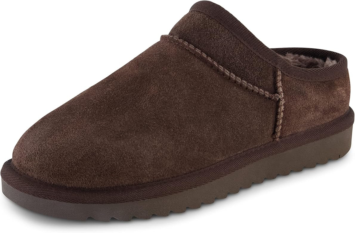 CUSHIONAIRE Women's Hilo Faux Shearling Genuine Suede cozy mule slippers +Memory Foam | Amazon (US)