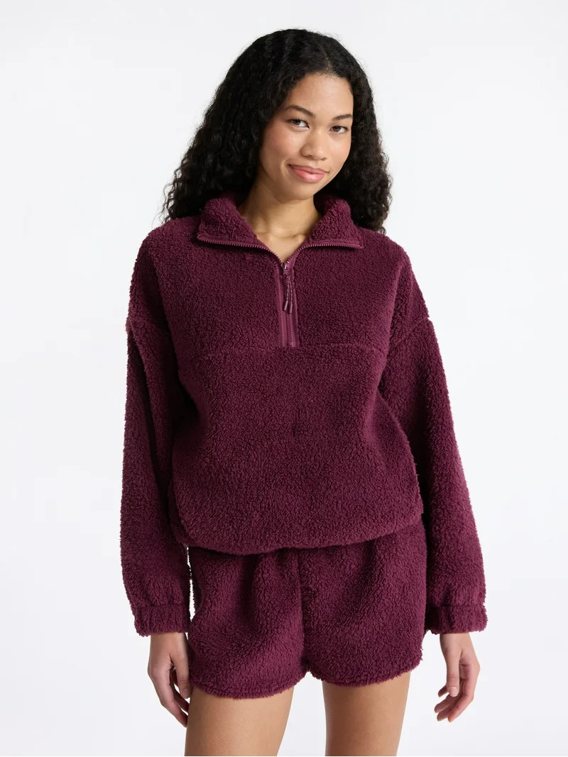 No Boundaries Plush Half-Zip Pullover, Women's | Walmart (US)
