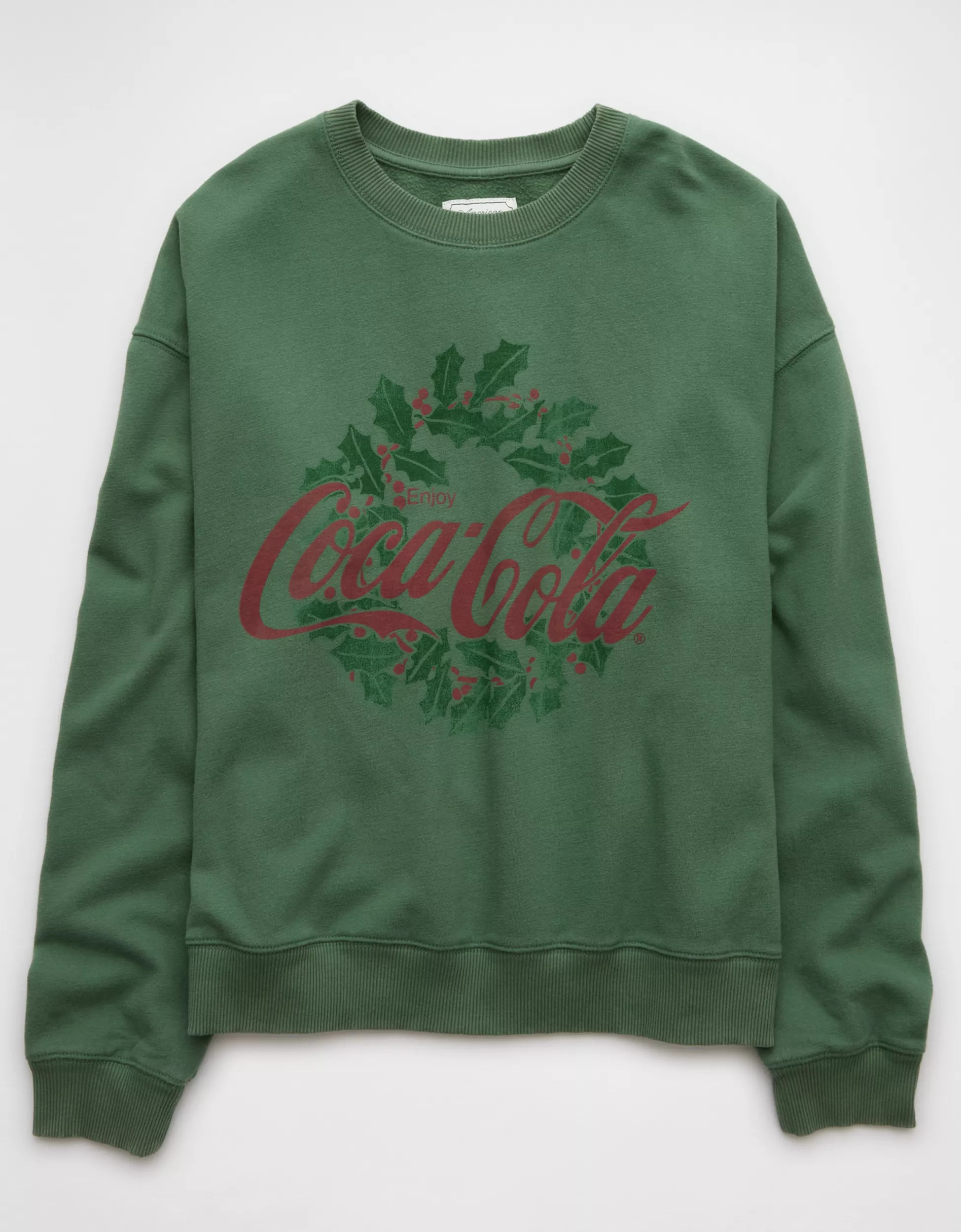 AE Holiday Coca-Cola Graphic Relaxed Crew Neck Sweatshirt | American Eagle Outfitters (US & CA)