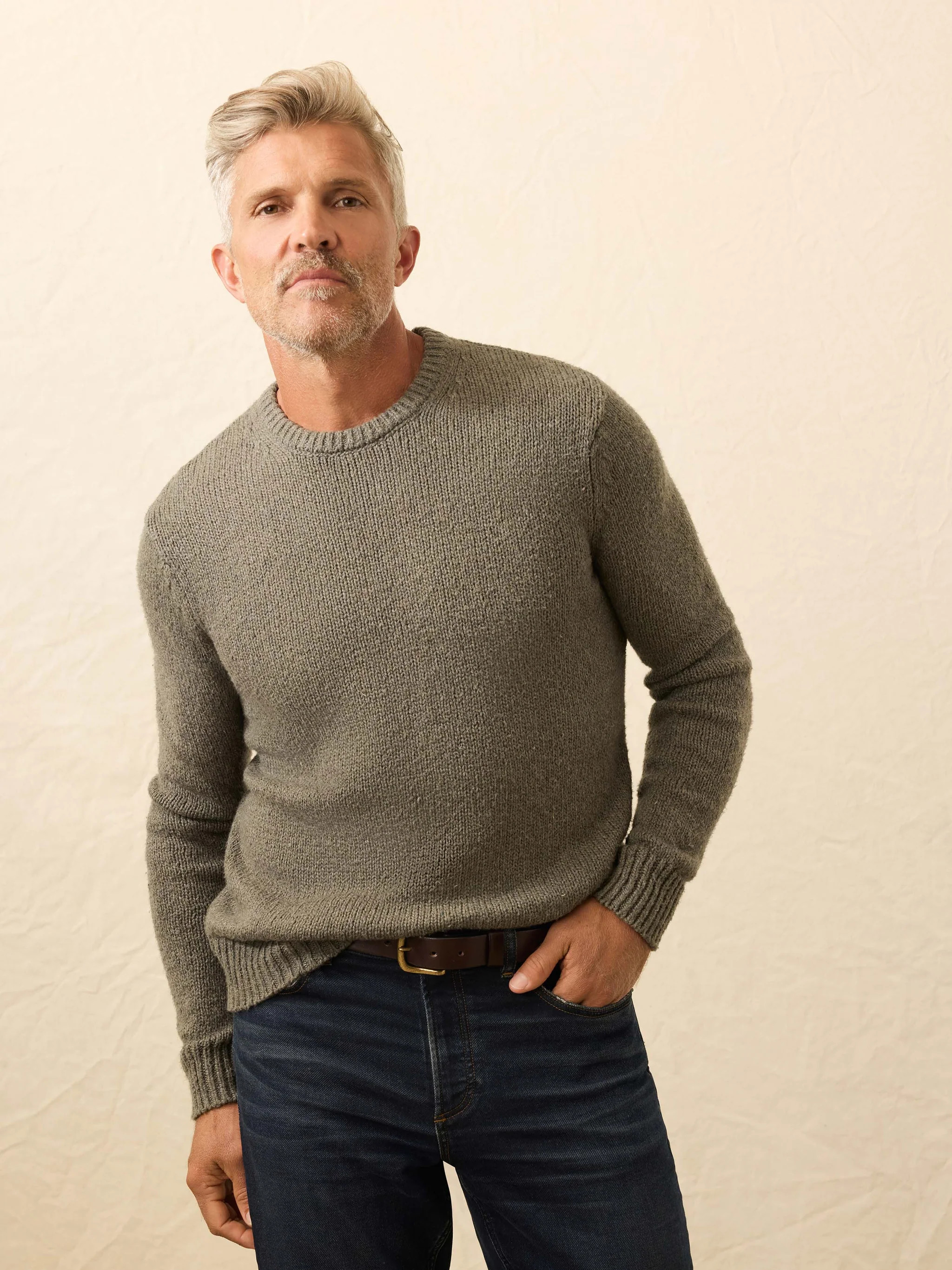 Heirloom Cotton Crewneck Sweater - Olive Cove | Faherty