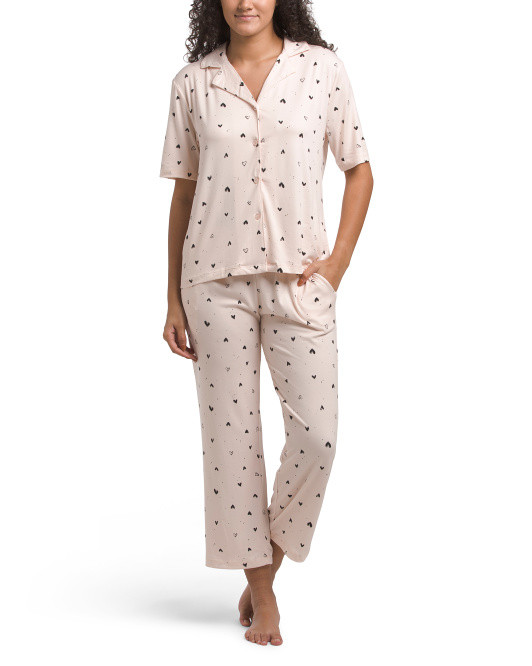 Hearts Notch Collar Sleep Set | TJ Maxx