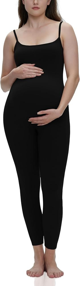 POSHDIVAH Women's Maternity Bodysuit Spaghetti Straps Sleeveless Tank Tops Leggings Jumpsuit Preg... | Amazon (US)