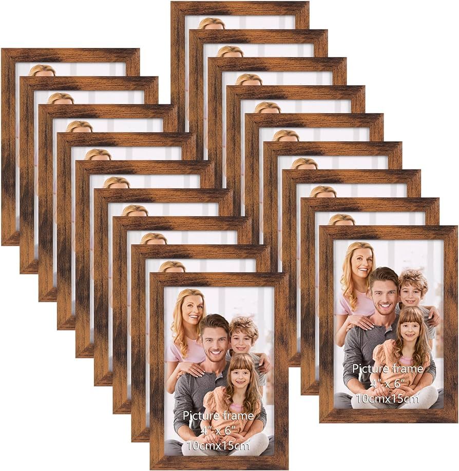 WIFTREY 4x6 Picture Frame 18 Pack, Rustic Brown 4 x 6 Photo Frame Bulk for Wall Hanging, Tabletop... | Amazon (US)