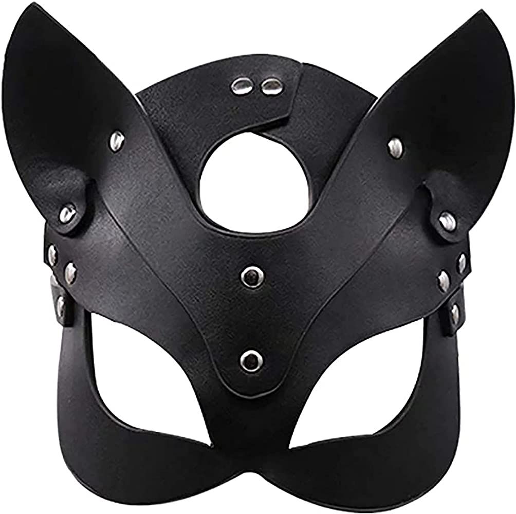 Woman Leather Cat Mask Costume Bunny Fox Masks,Animal Half Face Mask Cosplay Halloween Party Wome... | Amazon (US)
