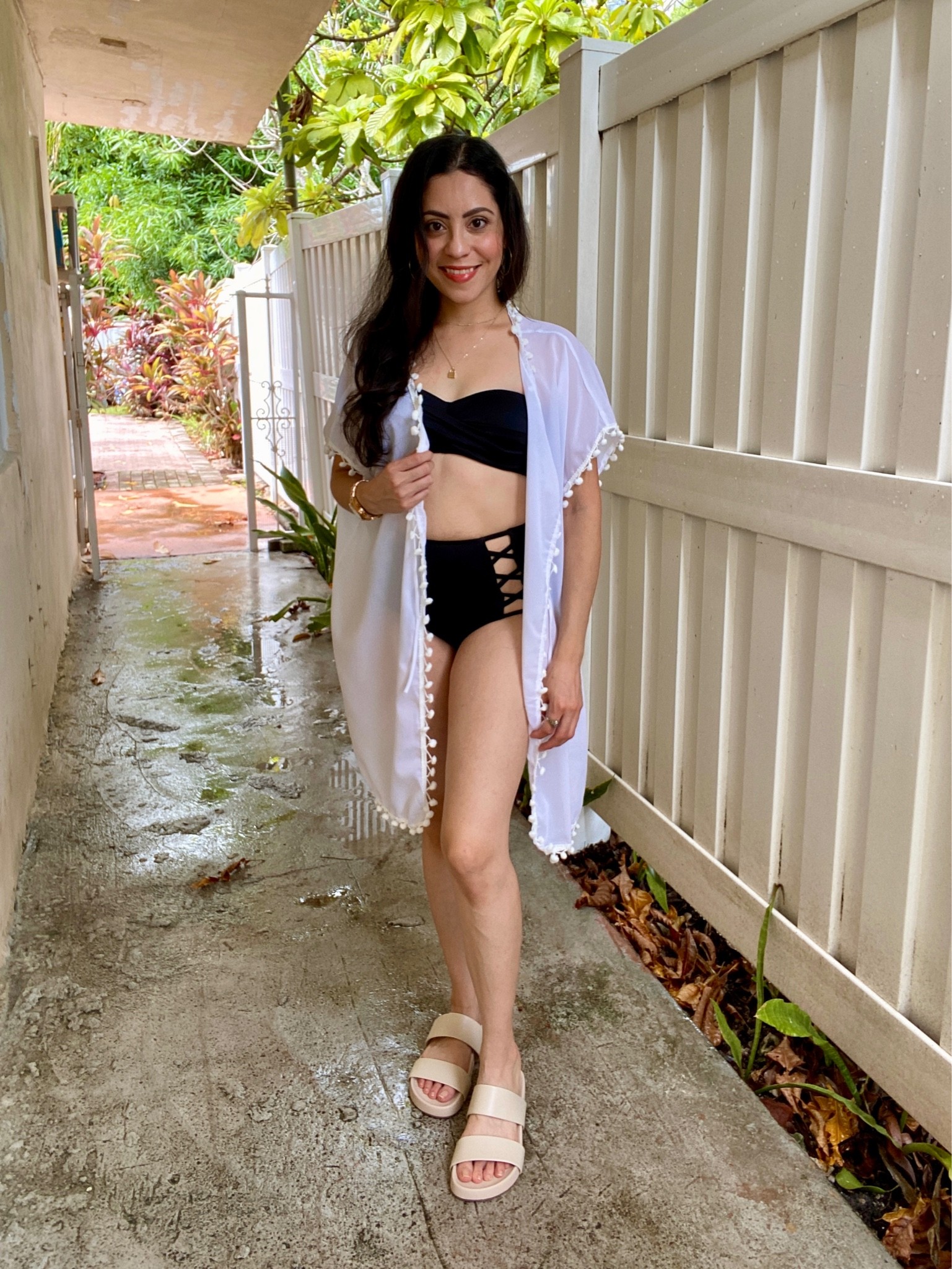 Wearing a tassel swimsuit cover (one size), and Target swimwear size xSmall, and beige Amazon Essentials sandals. 

#LTKSeasonal #LTKunder50 #LTKstyletip