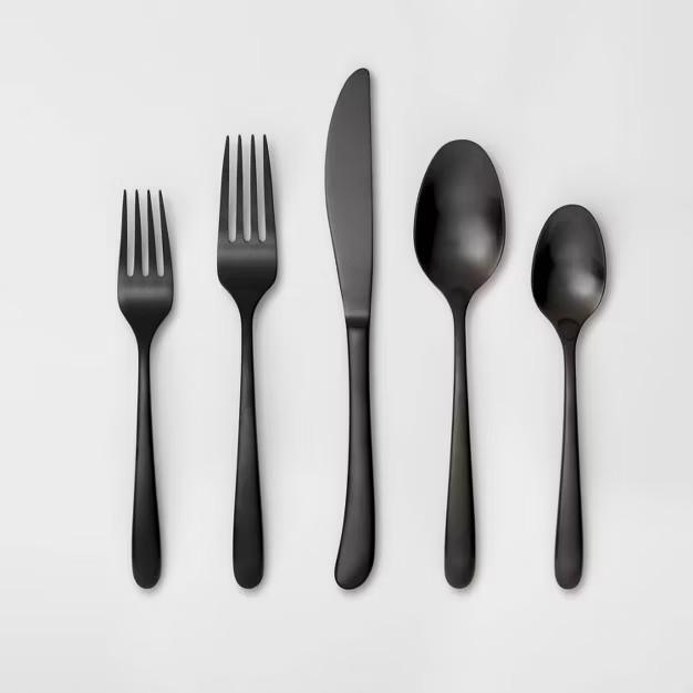 5pc Stainless Steel Kayden Silverware Set Matte Black - Threshold™ | Target