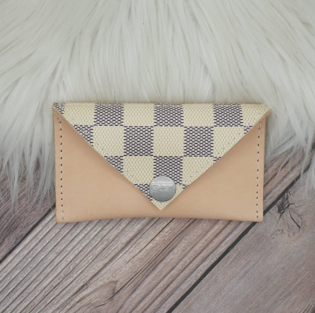 Envelope Wallet in Upcycled LV Damier Azur | Sparkl